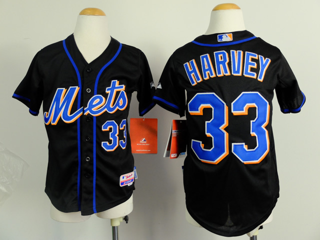 Youth New York Mets #33 Harvey Black MLB Jerseys